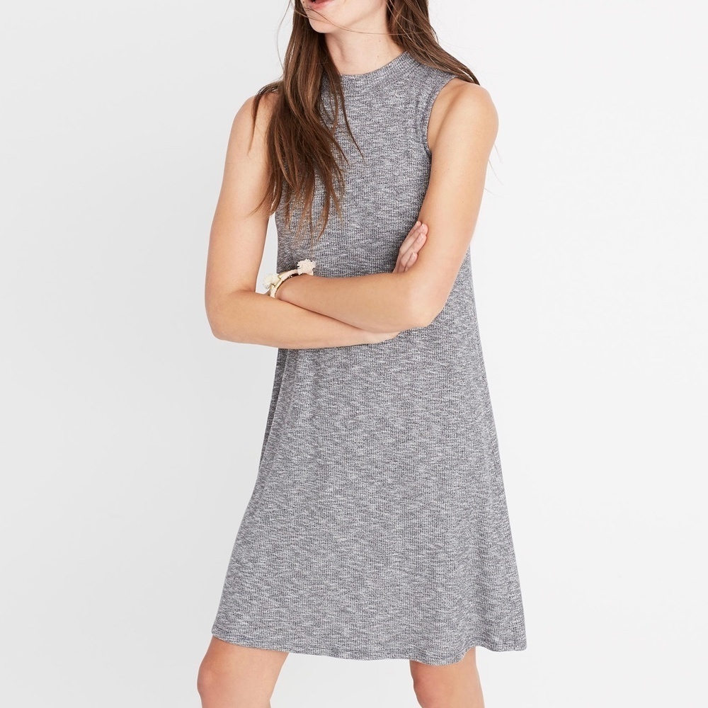 Madewell Marled Mockneck Swingy Tank Dress Gray XXS - Picture 2 of 11